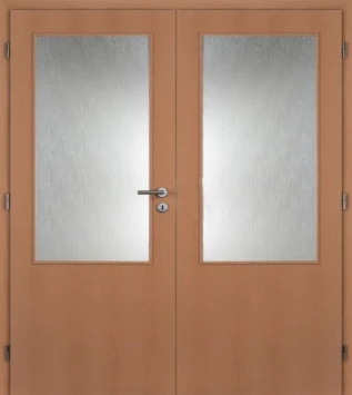 Dveře interiérové prosklené 1250 mm levé, dvoukřídlé, folie buk