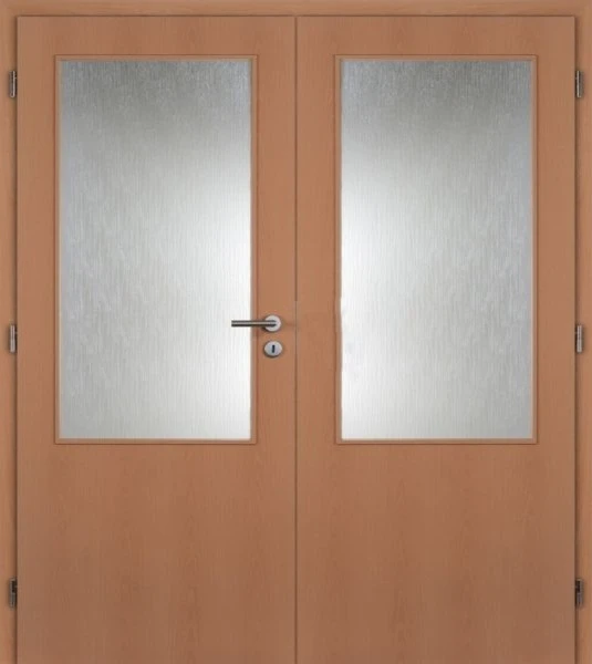 Dveře interiérové prosklené 1250 mm levé, dvoukřídlé, folie buk