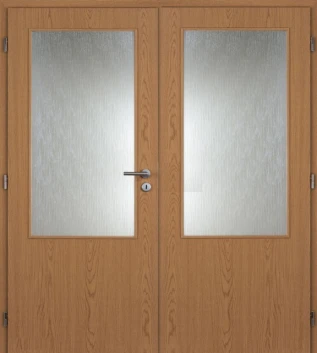 Dveře interiérové prosklené 1450 mm levé, dvoukřídlé, folie dub