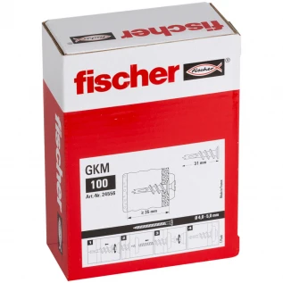 Hmoždinka pro sádrokarton Fischer GKM 31 mm kovová 100 ks - W2_P_V_00024556-D_F_SALL_AQQ_V1.webp